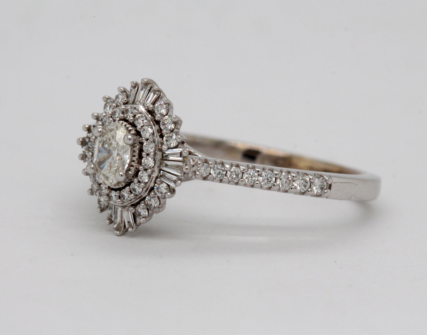 14KW 1.00 Cttw Diamond Halo Engagement Ring