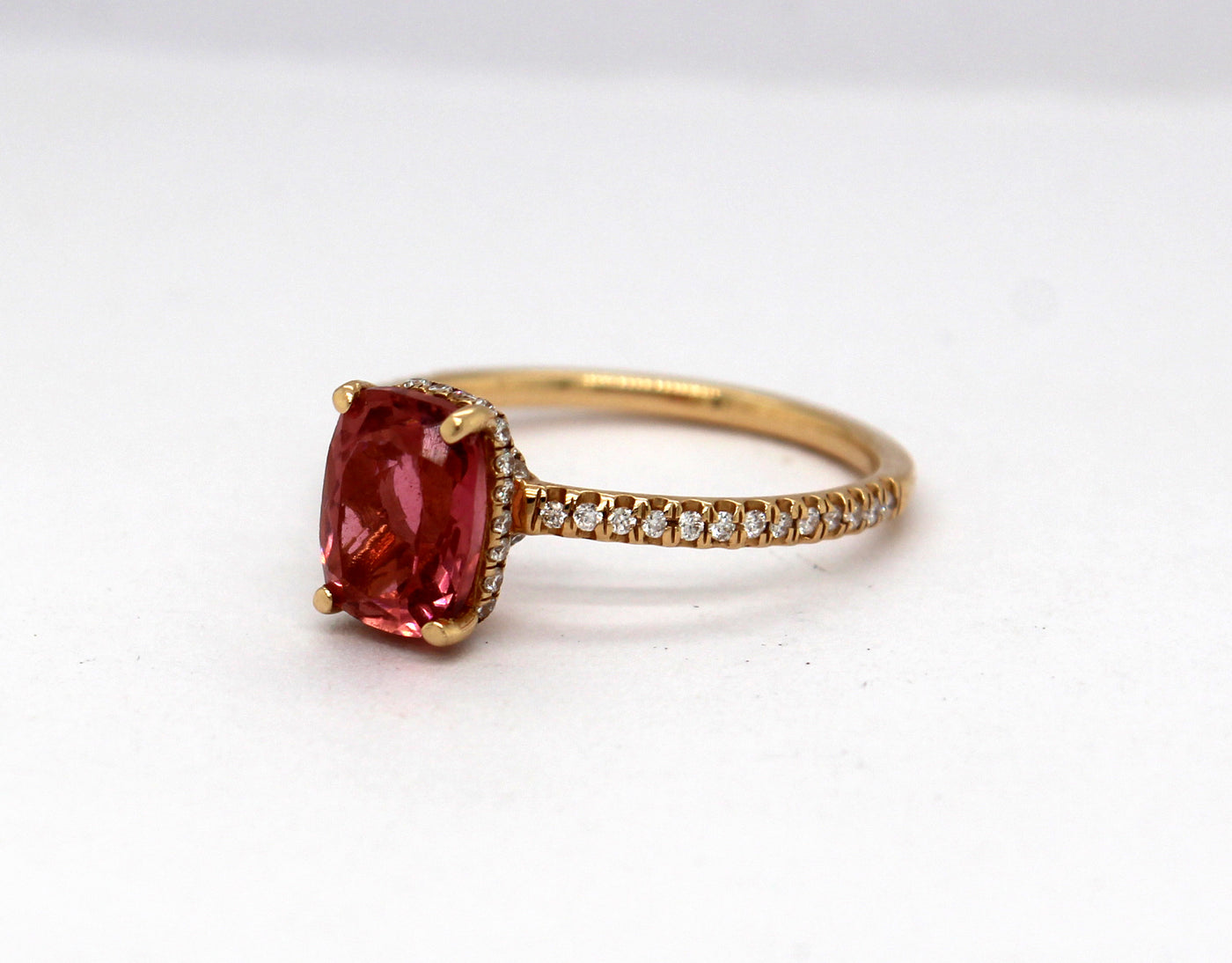 Estate 14KY 1.20 Ct Pink Quartz and .30 Cttw Diamond Ring G in Color a