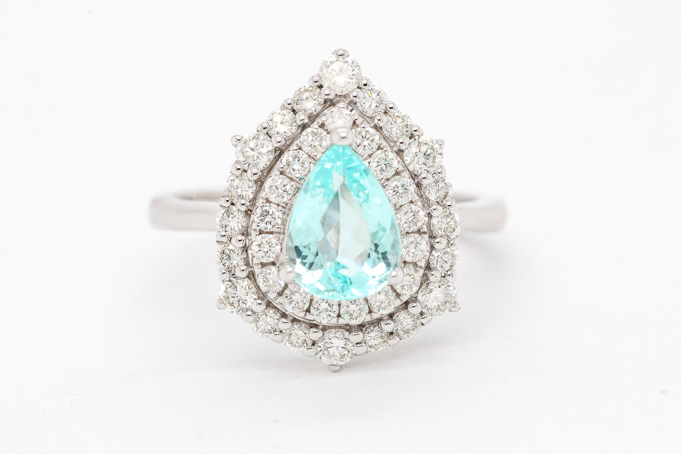 14KW Paraiba Tourmaline and Diamond Ring