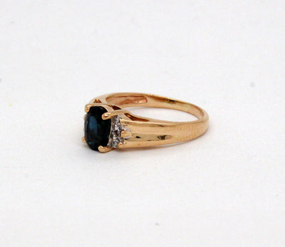 Estate 14KY .60 Ct Sapphire and .05 Cttw Diamond Ring H in Color and S