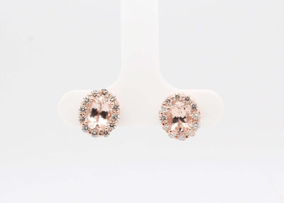 14KR 1.35 Cttw Morganite and Diamond Halo Earrings image
