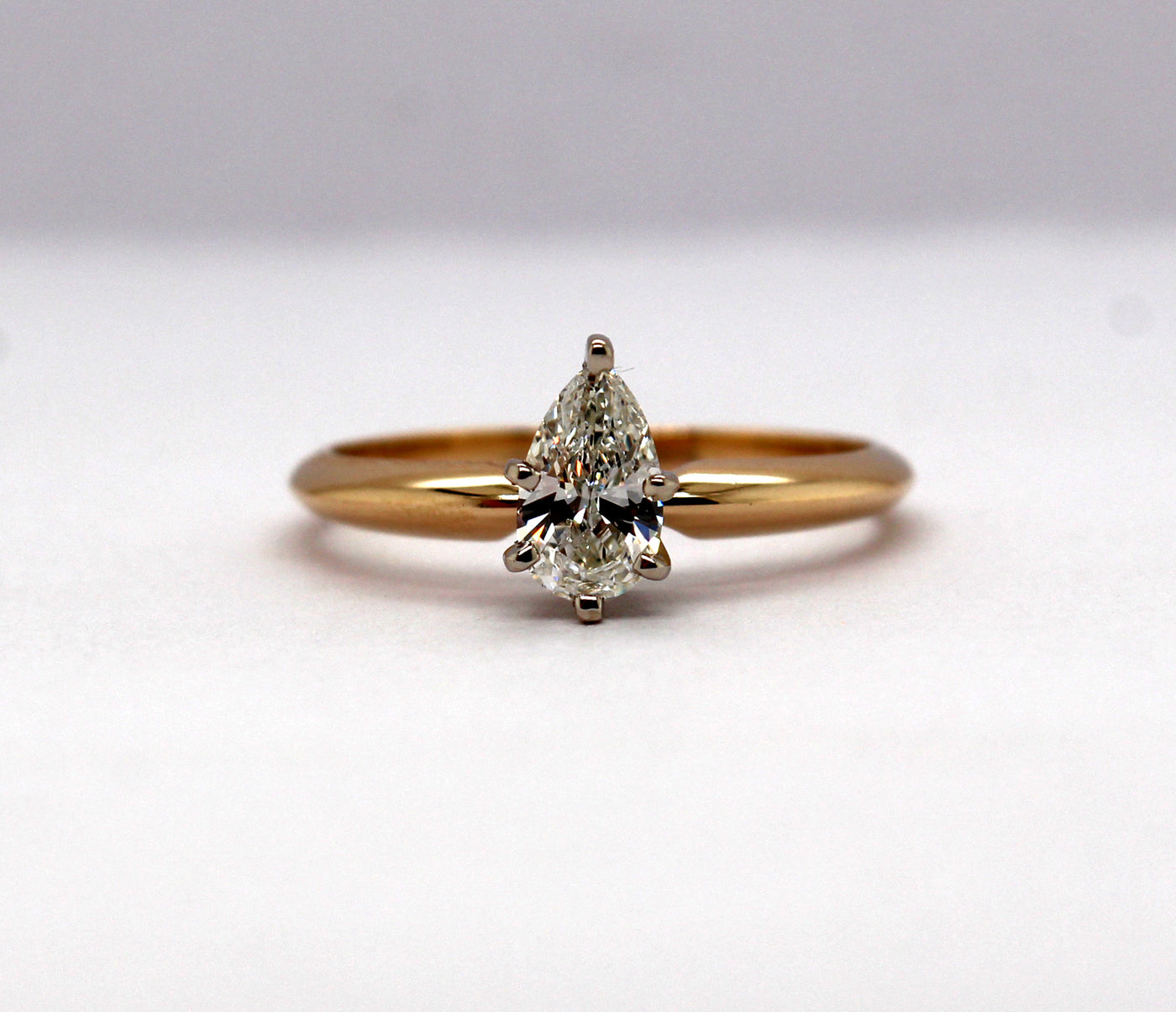 14KY .45 Ct Pear Shaped Diamond Solitaire Ring