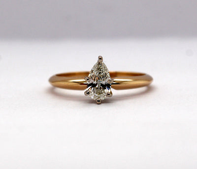 14KY .45 Ct Pear Shaped Diamond Solitaire Ring