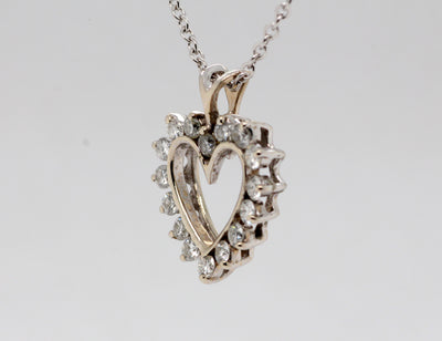 14KW .33 Cttw Diamond Heart Shaped Pendant
