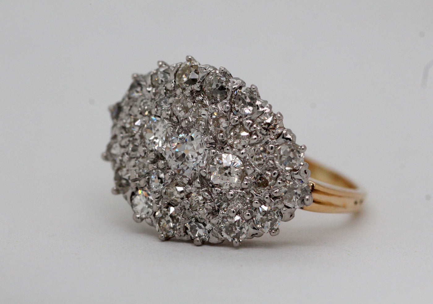 Estate 14KY and Platinum 1.25 Cttw Diamond Cluster Ring