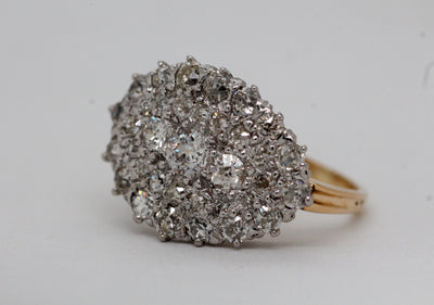 Estate 14KY and Platinum 1.25 Cttw Diamond Cluster Ring