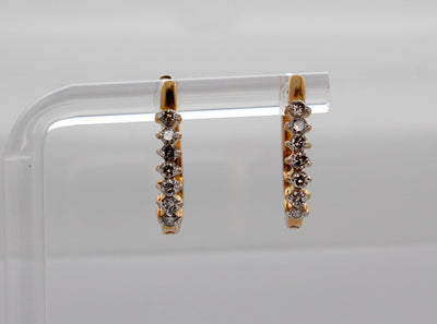 Estate 14KY .25 Cttw Diamond Hoop Earrings
