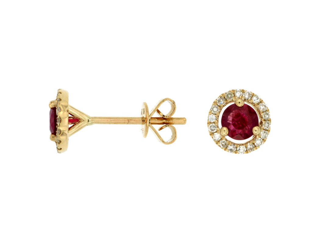 14KY .80 Cttw Ruby and Diamond Earrings