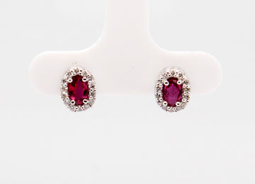 14KW .60 CTTW RUBY AND DIAMOND EARRINGS, .23 CTTW, HI-SI2