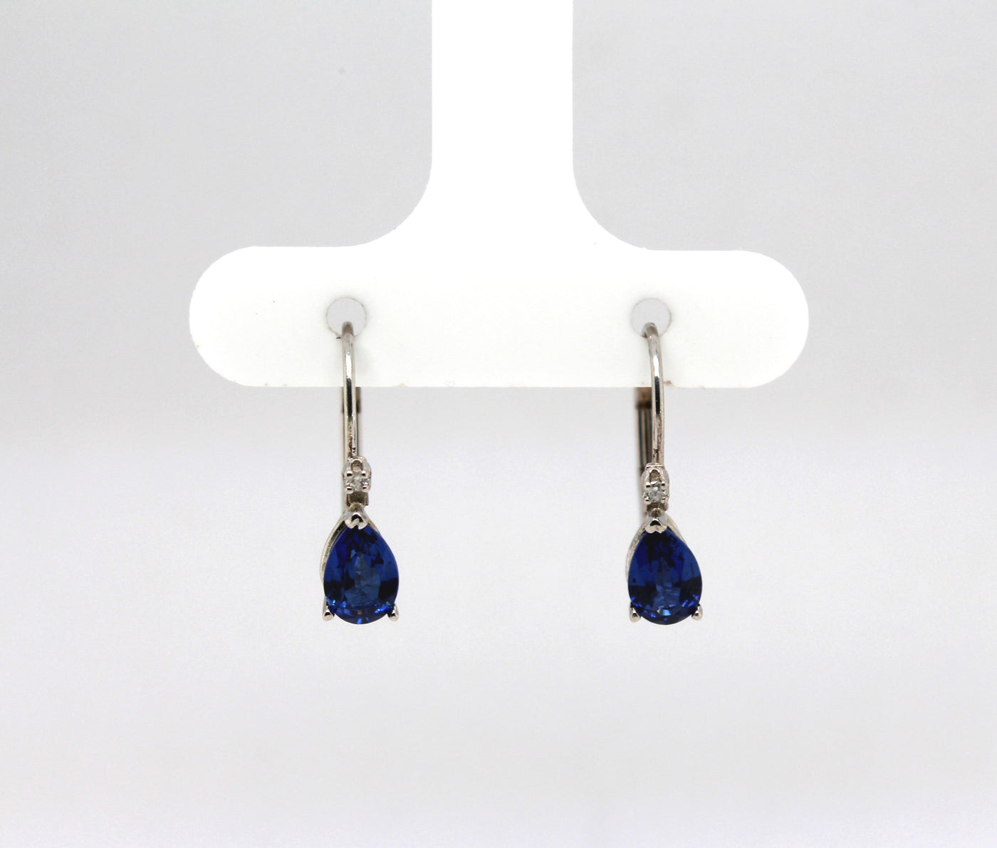 Estate 14KW 1.00 Cttw Sapphire and .02 Cttw Diamond Earrings