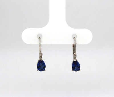 Estate 14KW 1.00 Cttw Sapphire and .02 Cttw Diamond Earrings