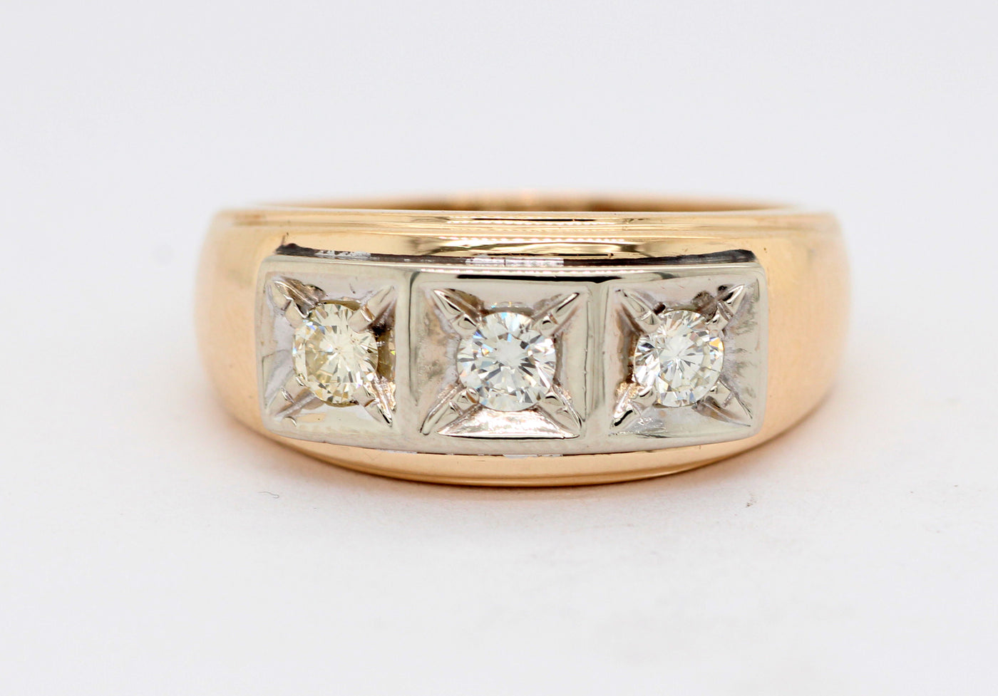 Estate 14KTT .50 Cttw Diamond Gents Ring, JK-SI2