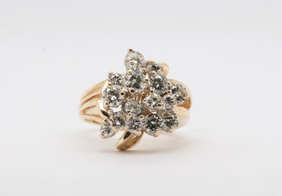 Estate 14KTT 2.00 Cttw Diamond Cluster Ring