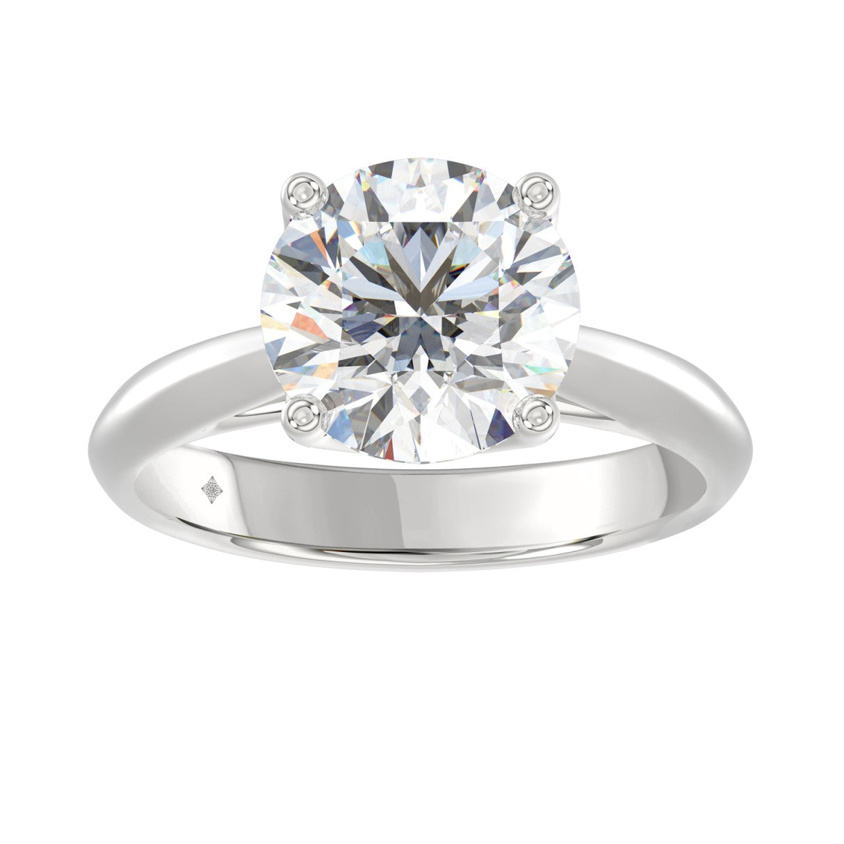 14KW 4.00 Ct Lab Grown Round Brilliant Diamond Solitaire Ring