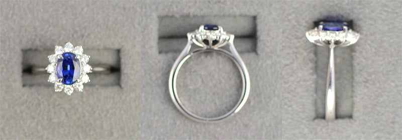 18KW 1.48 Ct Sapphire and Diamond Ring with .52 Cttw in Diamonds image