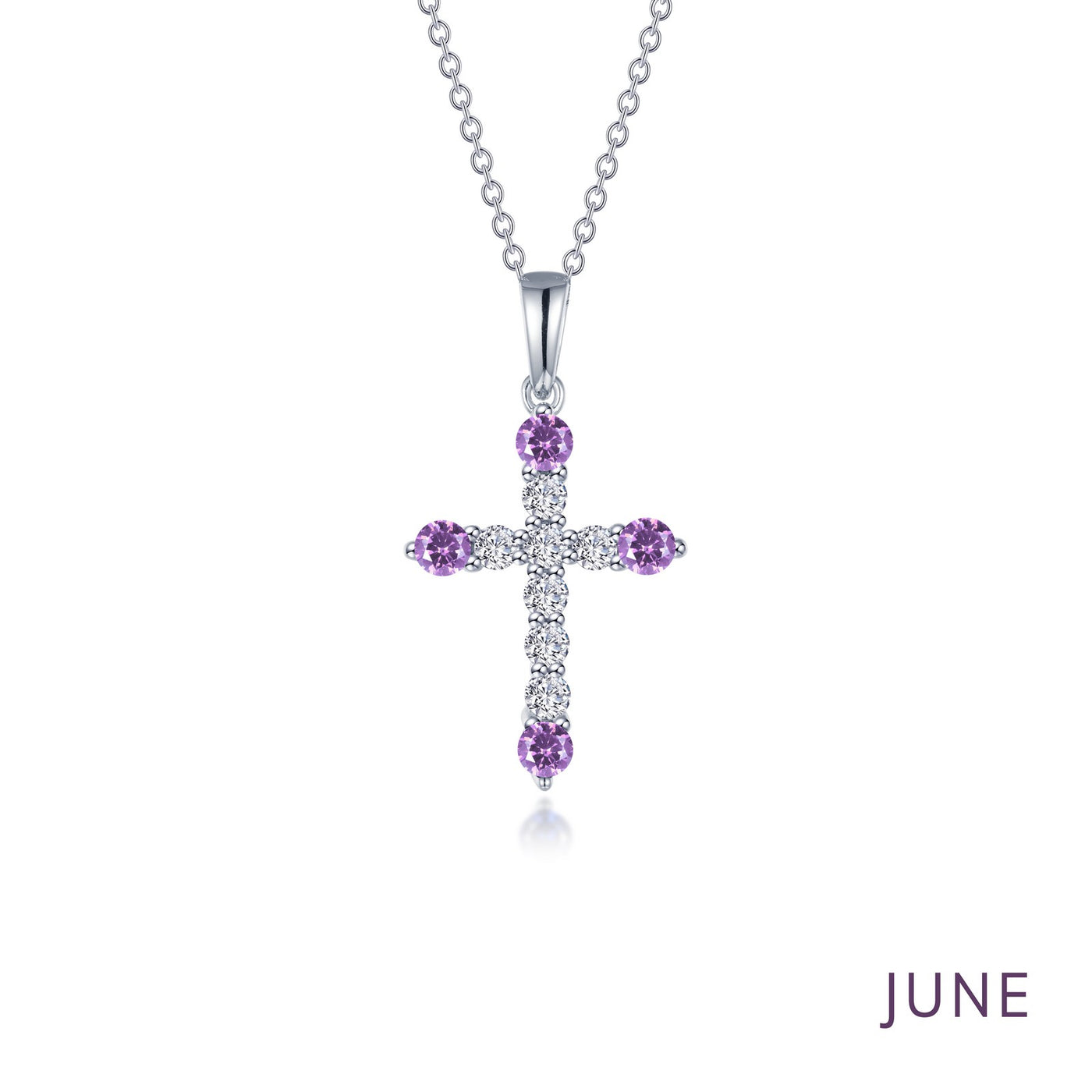 June Birthstone Cross Necklace