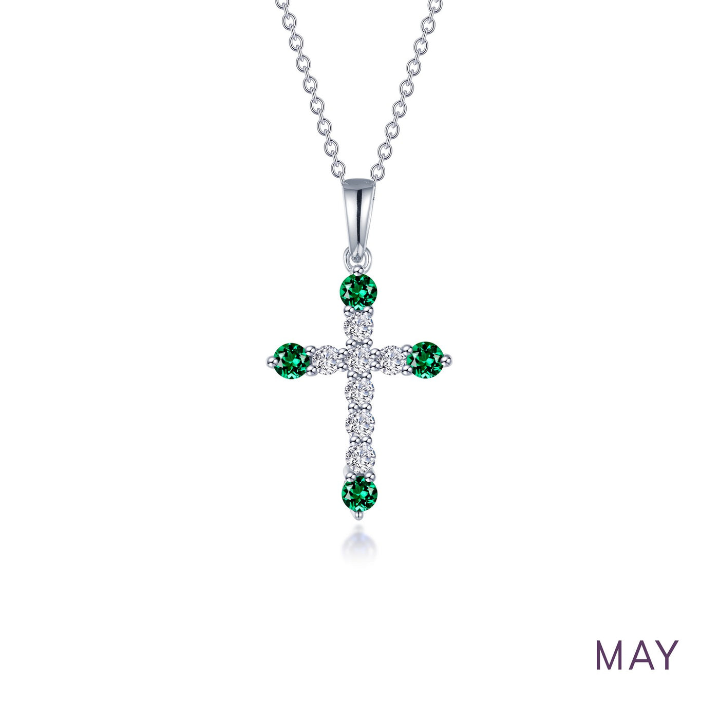 May Birthstone Cross Necklace
