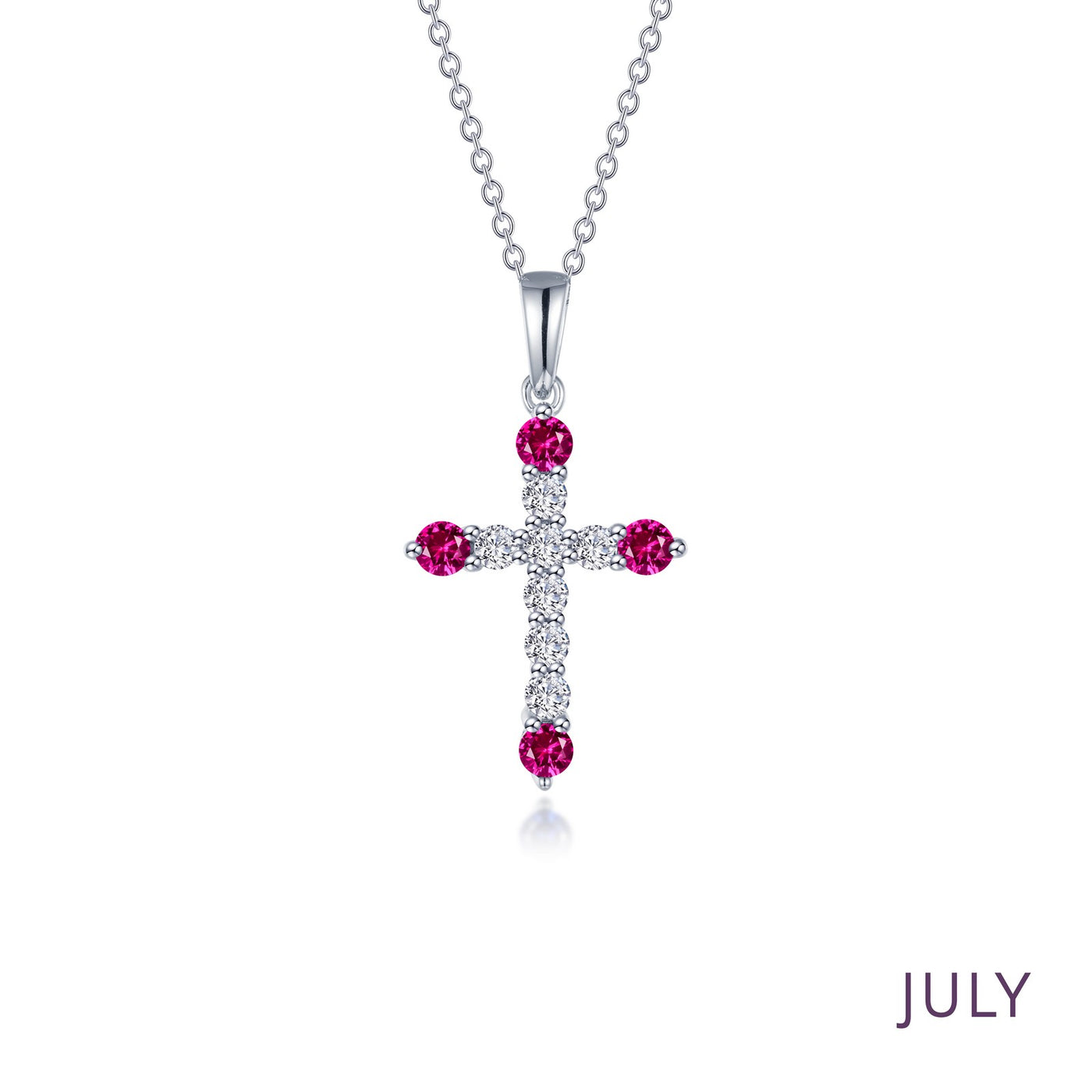 July Birthstone Cross Necklace