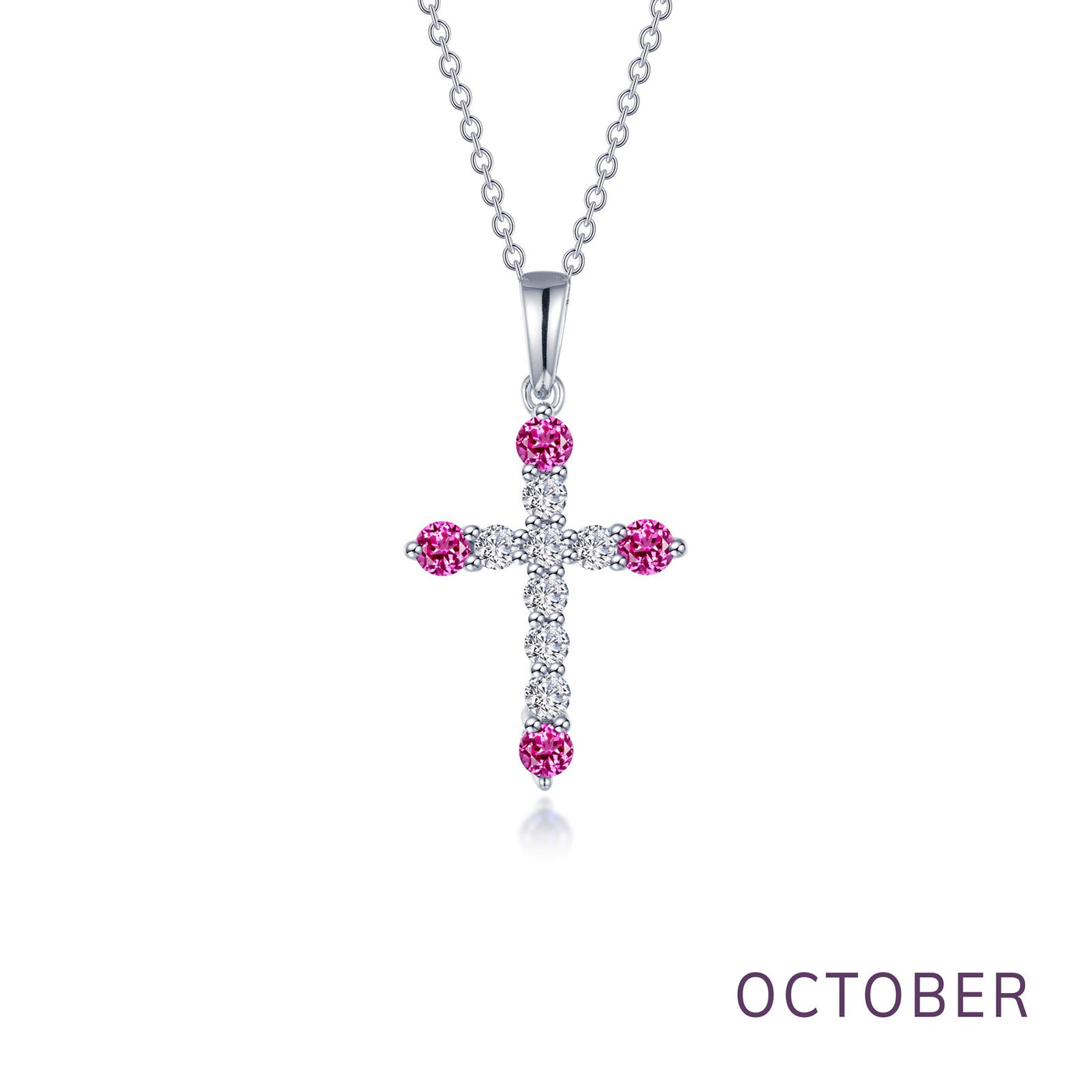 October Birthstone Cross Necklace