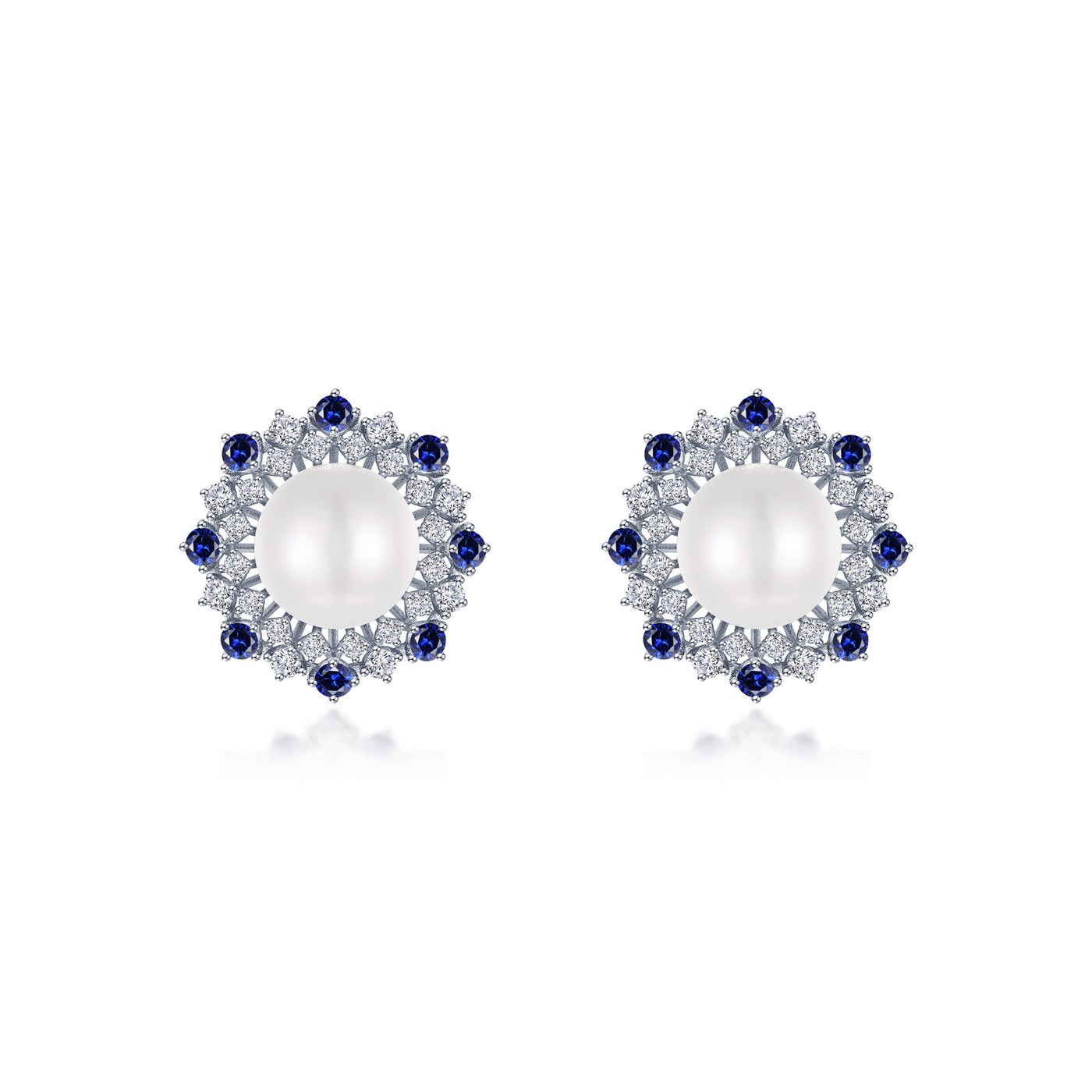 Cultured Freshwater Pearl Sunburst Halo Stud Earrings